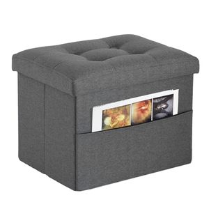 lot 11317 image: ALASDO Storage Ottoman Folding Rectangle Cube Coffee Table Multipurpose Foot Rest Short Children Sofa Stool Linen Fabric Ottomans Bench Foot Rest for Bedroom L17W13H13inches(Grey)