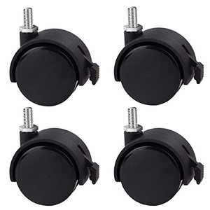 lot 11318 image: Guildrey Threaded Caster, M8-1.25 Swivel Stem for Replacement, Set of 4, Twin Caster Wheels with Locking Brake