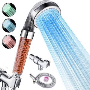 lot 11330 image: Cobbe Filtered LED Shower Head with Handheld, Color Changing, High Pressure Shower Head with Filter, Water Saving Spray Handheld Showerheads with Hose and Base for Dry Skin & Hair
