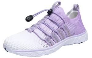 lot 11333 image: DLGJPA Womens Quick Drying Water Shoes Gradient Color for Beach or Water Sports Lightweight Slip On Walking Shoes Purple Gradient 7.5