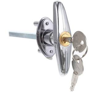 lot 11342 image: TEHAUX Garage Door Handle, Metal Locking T-Handle Barn Door Handles with Keys Universal Shed Door Lock Garage Door Lock Replacement Emergency Release Lock Kit for Truck Garage Door (Silver)