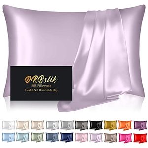 lot 11349 image: Silk Pillowcase for Hair and Skin, Mulberry Silk Pillow Cases Standard Size, Anti Acne Cooling Sleep Both Sides Natural Silk Satin Pillow Covers with Hidden Zipper, Gifts for Women Men, Lavender