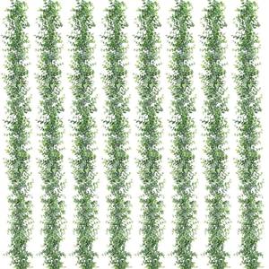 lot 11350 image: Dolicer 8 Pack Eucalyptus Garland, 48FT Faux Eucalyptus Greenery Garland, Artificial Eucalyptus Leaves Vine, Fake Hanging Eucalyptus Garlands Wedding Backdrop Arch Wall Table Party Decor (Grey Green)