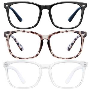 lot 11359 image: hunsquer Blue Light Blocking Glasses - WomenMen 3Pack Computer Reading Gaming Anti Eyestrain Blue Light Glasses Non Prescription (8068 3pack blackdouhuatoumin)