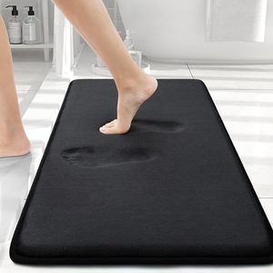 lot 11369 image: smiry Memory Foam Bath Mat, Extra Soft Absorbent Bathroom Rugs Non Slip Bath Rug Runner for Shower Bathroom Floors, 24 x 16, Black