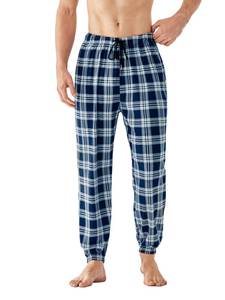 lot 11379 image: Verdusa Mens Plaid Print Drawstring Waist Casual Workout Pants Sleep Bottom Blue and White X-Large