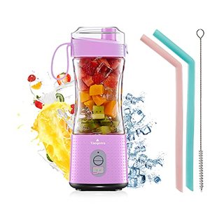 lot 11387 image: Portable Blender Personal USB Rechargeable Juice Cup for Smoothie and Protein Shakes Mini Handheld Fruit Mixer 13Oz Bottle for Travel Gym Home Office Sports Outdoors Chic Pink