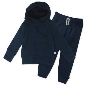 lot 11393 image: HonestBaby Multipack Pullover Hoodie Sweatshirt Jogger Sweatpant Sets Organic Cotton Baby, Toddler, Boys, Girls, Unisex , Dark Navy, 3T. WORN NO TAG