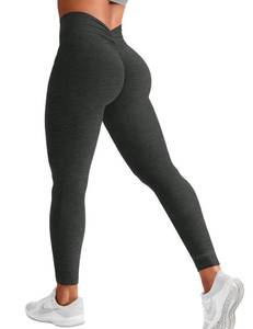 lot 11401 image: YEOREO Womens Workout Leggings V Back Scrunch Butt Lift Side Pockets High Waist Gym Yoga Leggings Black L