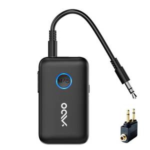 lot 11402 image: YMOO B06T1 Bluetooth 5.3 Transmitter Receiver with Airplane Adapter, 3.5mm Jack AUX Adapter for Airplane, 22h 100ft Long Range AptX Low Latency for SpeakerPhoneTabletPCGymHome Stere