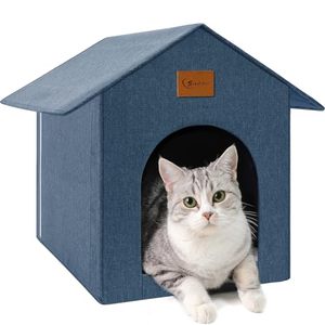 lot 11412 image: Outdoor Cat House, Outdoor Cat Shelter Feral Cat, Outside Waterproof Cat House for OutdoorIndoor Cats, Insulated Cat House for Winter with Cozy Cushion, Easy to Assemble, Navy Blue