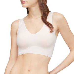 lot 11416 image: Calvin Klein Womens Invisibles Comfort Seamless Lightly Lined V Neck Bralette Bra, Nymphs Thigh, Small