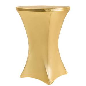lot 11427 image: ANMINY 4 Pack Cocktail Table Covers Bronzing Gold Flower Print Removable Washable Spandex Stretch Decorative Fitted Tablecloth for 24x43 Inch Highboy Four-Way Round Bar Banquet Tables - Silver Flower