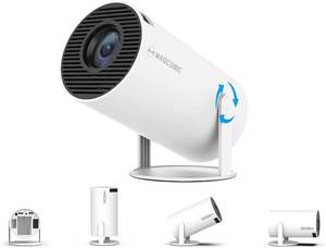 lot 11430 image: Mini Projector, Magcubic HY300 Auto Keystone Correction Portable Projector, 4K 200 ANSI Smart Projector with 2.45G WiFi, BT 5.0, 130 Inch Screen, 180 Degree Flip, Round Design, Home Video Projector