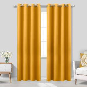 lot 11436 image: KOUFALL Mustard Yellow Blackout Curtain Panels,84 Inches Long Spring Window Treatments Room Darkening Curtain Drapes for Living Room,52x84 Inch Length 2 Panels Set