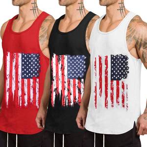 lot 11438 image: COOFANDY Flag Gym Shirts Men Quick Dry Muscle Tank Top Fitness Bodybuilding Sleeveless T Shirt MEDIUM