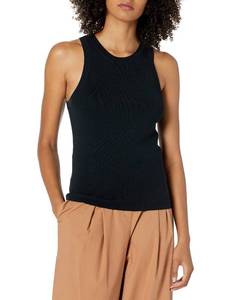lot 11449 image: The Drop Womens Gina Fitted Sleeveless High-Neck Cut-In Sweater Tank, Black, XXL