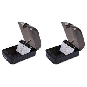 lot 11455 image: Lorell Desktop Card File, 350 Card Capacity, Black Clear