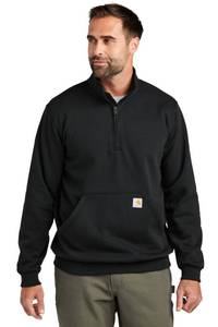 lot 11478 image: Carhartt Mens Loose Fit Midweight Quarter-Zip Mock-Neck Sweatshirt, Black, XX-Large