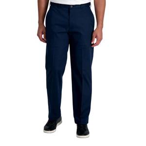 lot 11483 image: Haggar mens Premium No Iron Khaki Classic Fit Expandable Waist Flat Front Pant, Dark Navy, 36x30