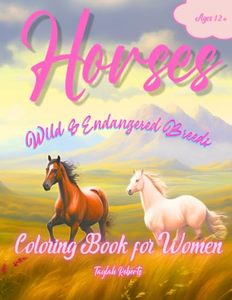 lot 11495 image: Horses Wild and Endangered Breeds Coloring Book for Women Ages 12 60 Horse Coloring Pages with Facts for Girls, Detailed Grayscale Coloring Pages ... and Farm Breeds (Horse & Pony Coloring Fun)