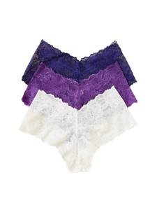 lot 11504 image: Verdusa Womens Plus 3pack Floral Lace Underwear Briefs Panty Set Purple Blue White 1XL