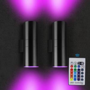 lot 11506 image: Yotivki Up and Down Lights Outdoor, Outside 48W RGB Wall Sconce with RF Remote Controller,120V RGBW Color Changing IP65 Exterior Up Down LED Porch Lights - Retail $129.29
