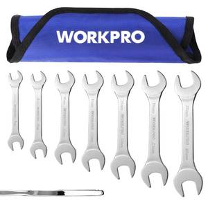 lot 11508 image: WORKPRO Metric Super-Thin Open End Wrench Roll-up Set, 7PCS, 5.5 to 23 mm, Ultra-Slim Thin Wrench Set with Organizer Pouch, for Thin Nuts, Narrow Spaces