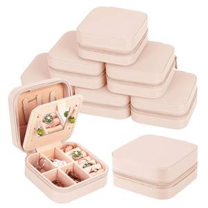 lot 11514 image: Fixwal Travel Jewelry Case, 6pcs Travel Jewelry Boxes, Mini Jewelry Organizer for Girls Women with Mirror (Pink)