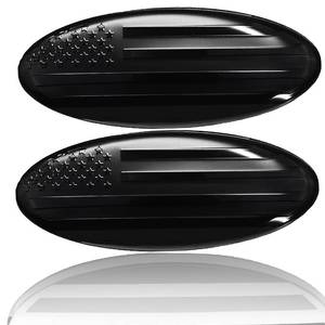 lot 11515 image: LINOAH 9 Inch Front Grill Rear Tailgate Emblem for 04-14 F150, 11-14 Edge, 11-16 Explorer, 06-11 Ranger, 07-14 Expedition, 9X3.5 for Ford, Pack of 2, Black American Flag