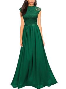 lot 11536 image: Miusol Womens Formal Sleeveless Floral Lace Bridesmaid Party Maxi Dress (Medium, Dark Green)