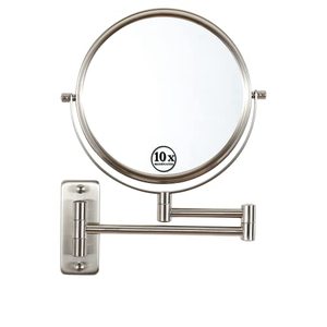 lot 11537 image: mumianshu Makeup Mirror Wall Mounted, 1x 10x Magnifying Makeup Mirror, 8 Double Sided Make up Mirror with 360 Degree Swivel Extendable Arm, Home Bathroom Shaving Vanity Mirror (Nickel)