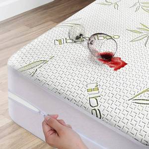 lot 11538 image: Bamboo Mattress Protector with Zipper - 100% Waterproof King Size Cooling Mattress Cover - Ultra Soft Jacquard Fabric Breathable Noiseless Mattress Pad Cover - Zippered Mattress Encasements