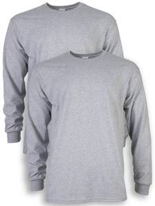 lot 11548 image: Gildan Mens Ultra Cotton Long Sleeve T-Shirt, Style G2400, Multipack, Sport Grey (2-Pack), 2X-Large