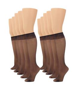 lot 11554 image: No nonsense Womens Sheer Knee High Value Pack with Comfort Top, Midnight Black - 10 Pair Pack, Regular