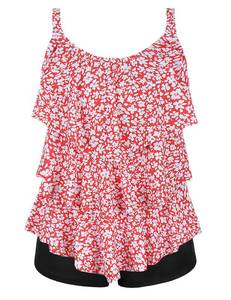 lot 11557 image: Septangle Swimsuit Women Tummy Control Bathing Suit Two Piece Vintage Push Up Swimming Suit Flounce Swimwear, Pink & White Floral, US8