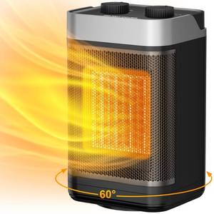 lot 11568 image: Space Heater Indoor, 1500W Portable Heater, 60°Oscillating Electric Heater for Bedroom Office Indoor Use