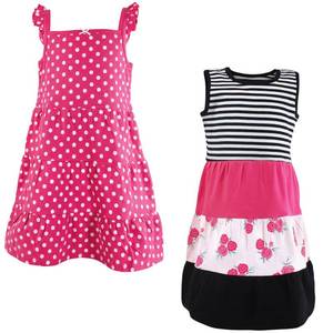 lot 11573 image: Hudson Baby Girls Cotton Dresses, Pink Black Roses, 8 Years