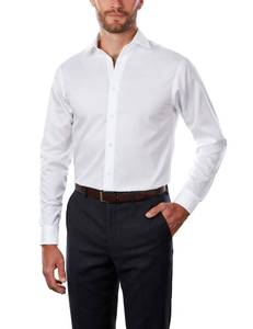 lot 11595 image: Calvin Klein Mens Regular Fit Non Iron Herringbone Spread Collar Dress Shirt, White, 16.5 Neck 34-35 Sleeve LARGE