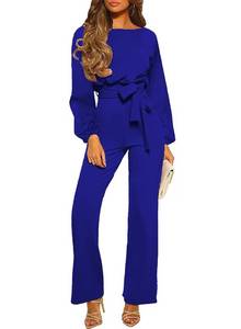 lot 11597 image: AIIYYQB Womens Sexy Long Sleeve Wide Leg Jumpsuit Elegant Cocktail Evening Party Romper with Belt XLARGE