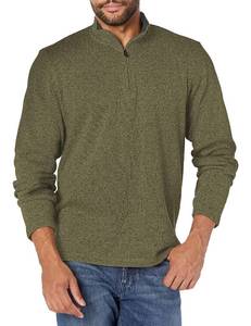 lot 11599 image: Wrangler Authentics Mens Long Sleeve Fleece Quarter-Zip, Olive Night, Large