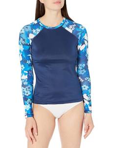 lot 11603 image: Kanu Surf Womens Standard Keri Long-Sleeve UPF 50 Rashguard, Eden NavyBlue, Small