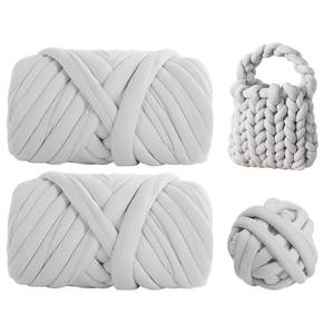 lot 11621 image: HOMBYS 2.2lbs Chunky Yarn for Hand Knitting,Bulky Jumbo Yarn for Arm Knitting, Thick Giant Yarn,Big Tubular Yarn,Big Yarn Bulk,Soft Large Yarn Pack,Light Grey,36yds