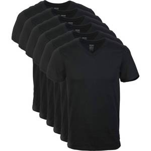 lot 11627 image: Gildan Mens V-Neck T-Shirts, Multipack, Style G1103, Black (6-Pack), 2x