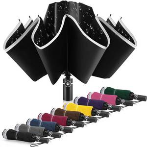 lot 11630 image: Bodyguard Inverted Umbrella Large Windproof Umbrellas for Rain Sun Travel Umbrella Compact with Reflective Stripe, Black-46 INCH