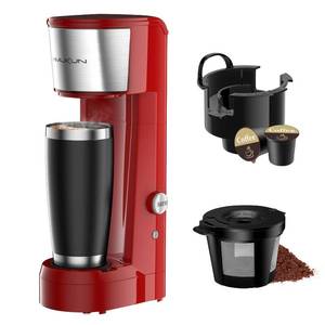 lot 11641 image: Vimukun Single Serve Coffee Maker Compatible with K-Cup Pods and Coffee Grounds, Travel MugNot Included Friendly Single Cup Coffee Maker, 6 to 14oz Reservoir, Tall Size KCM010A (Red)