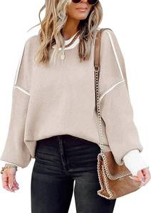 lot 11658 image: ETCYY Color Block Sweaters for Women Fall 2024 Long Sleeve Side Slit Knit Tops Crew Neck Oversized Pullover Sweater Tops LARGE