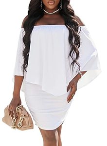 lot 11663 image: Sidefeel Womens White Dresses Off Shoulder Ruffles Night Club Bodycon Mini Dress X-Large