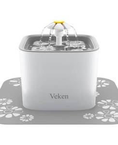 lot 11671 image: Veken Pet Fountain, 84oz2.5L Automatic Cat Water Fountain Dog Water Dispenser with 3 Replacement Filters & 1 Silicone Mat for Cats, Dogs, Multiple Pets, Grey