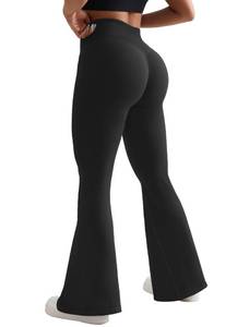 lot 11672 image: OMKAGI Butt Lifting Flare Leggings for Women Tummy Control Wide Leg Flared Yoga Pants(S,5-Black)